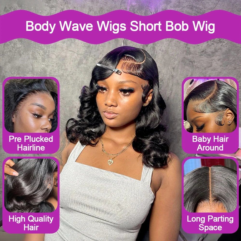 HD Lace Glueless Bob Wig - Pre-Cut Deep Wave Human Hair Wig