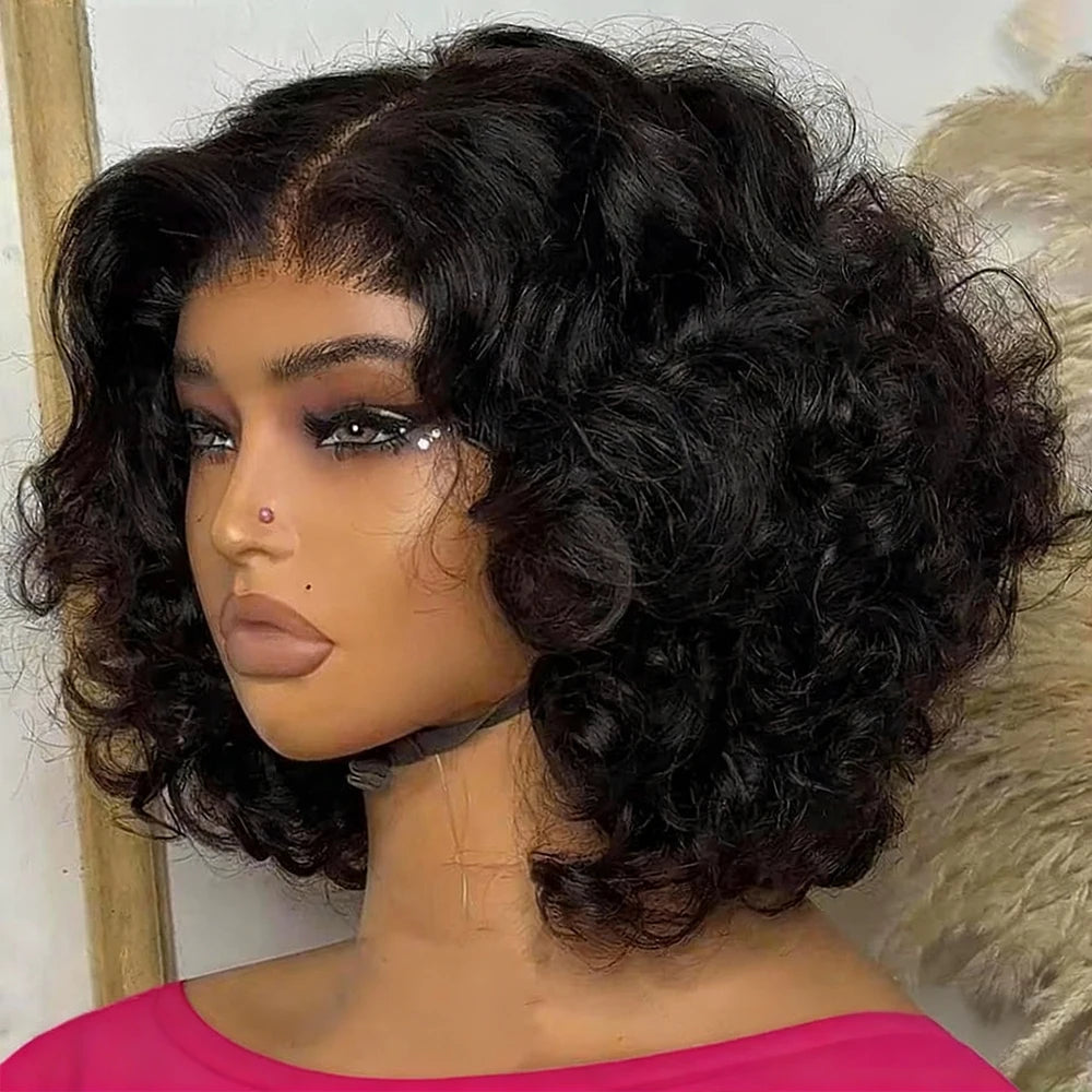 HD Lace Glueless Bob Wig - Pre-Cut Deep Wave Human Hair Wig