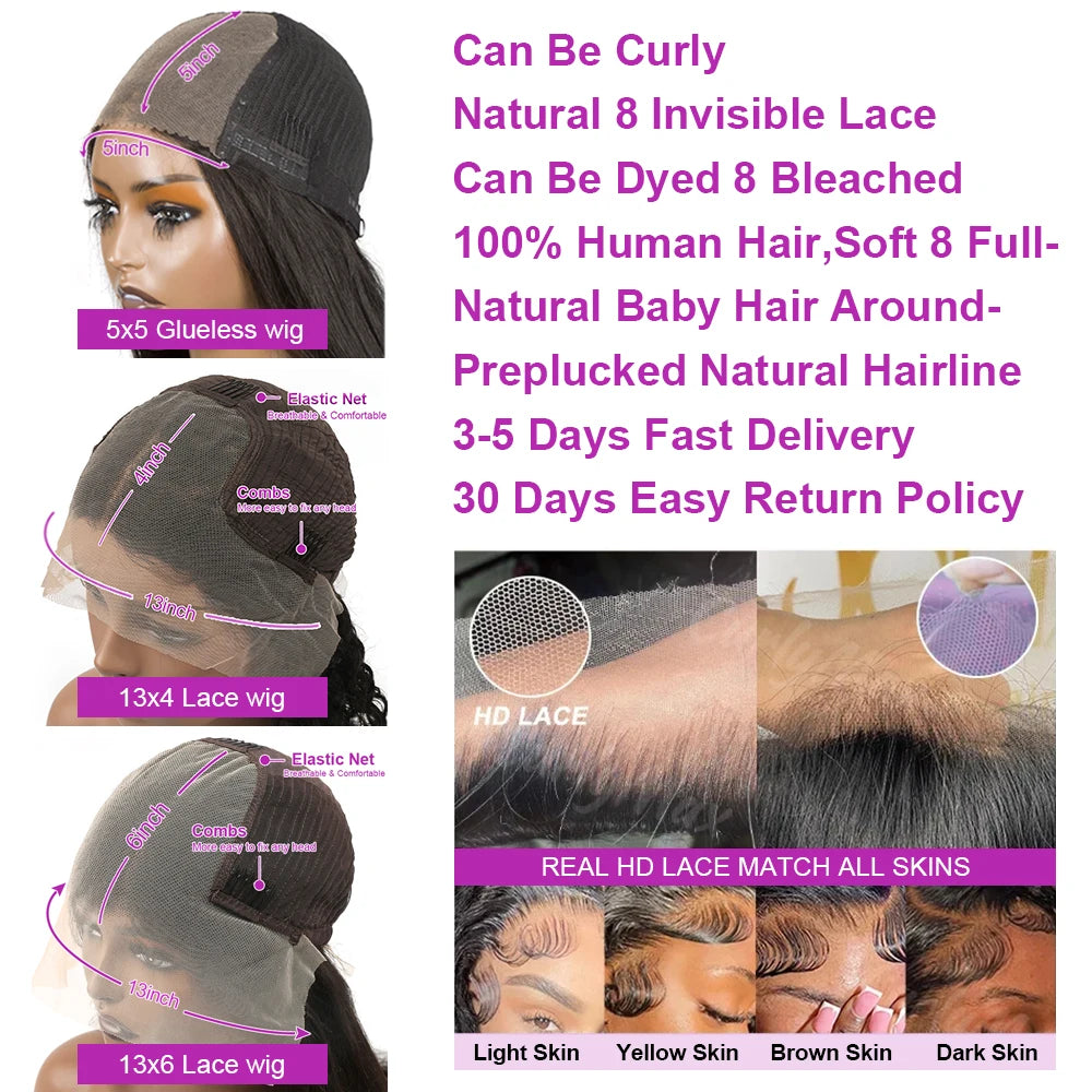 HD Lace Glueless Bob Wig - Pre-Cut Deep Wave Human Hair Wig