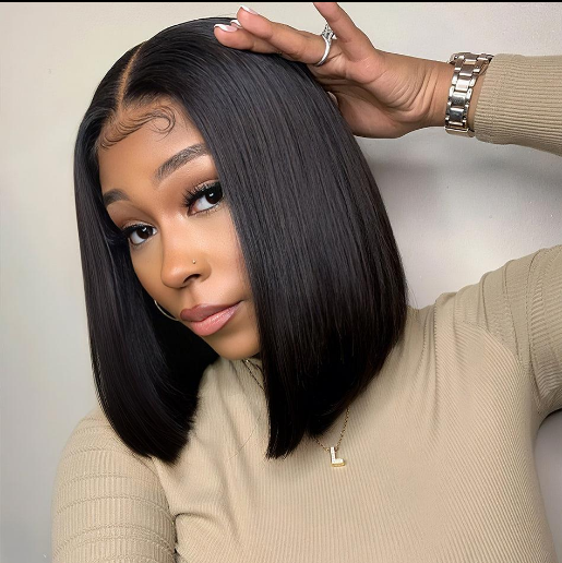 ✨Luxe Glueless Bob Wig – 100% Human Hair HD Lace Closure (4x4) Pre-Plucked