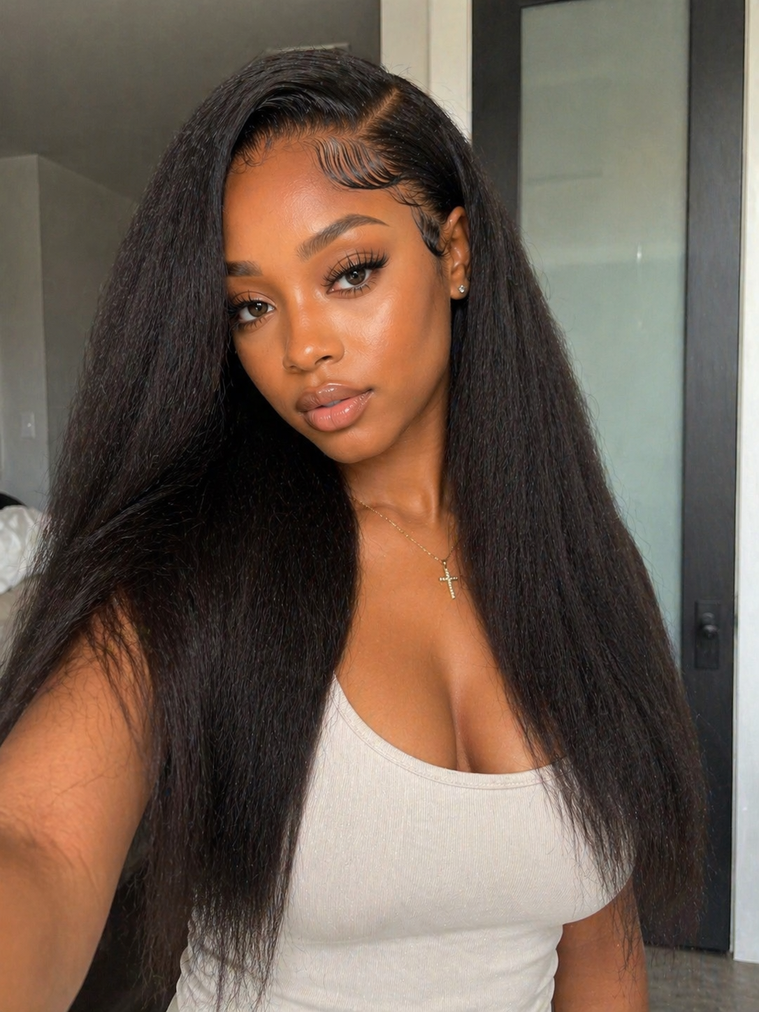 ✨Luxe Yaki Straight HD Lace Wig – Glueless Human Hair (Natural Texture)