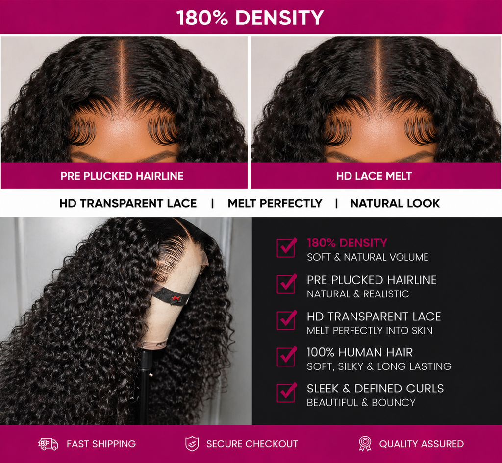 ✨ Luxe HD Lace Deep Wave Wig – Premium Brazilian Remy Hair (Pre-Plucked, Natural Hairline)