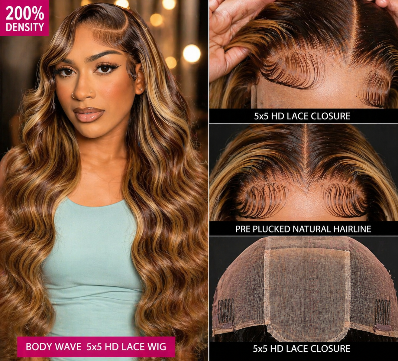 ✨P4/27 Honey Blonde Body Wave HD Lace Wig – Luxury Brazilian Remy Hair
